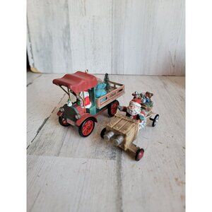 Hallmark here comes Santa car vintage ornament Xmas set